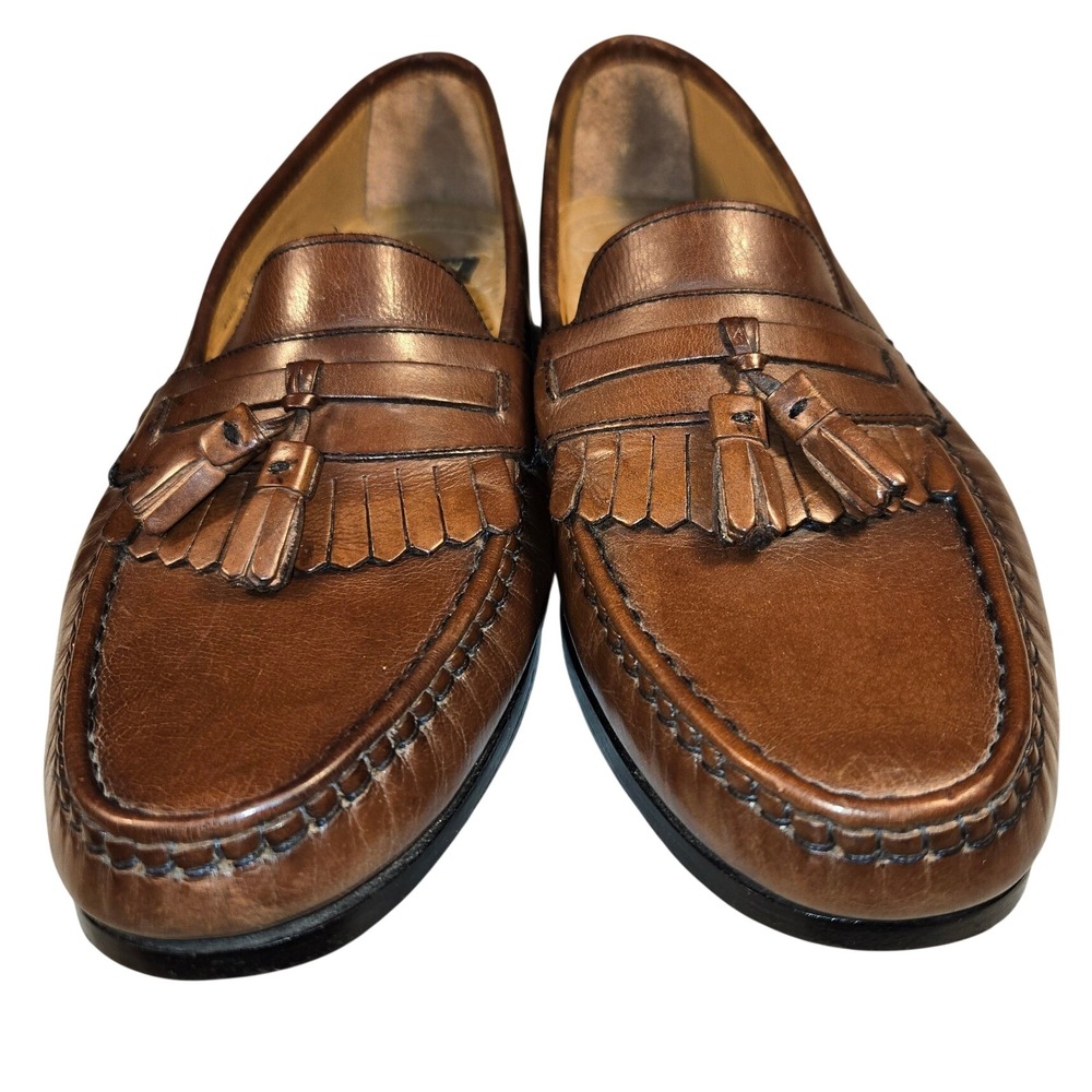 Nunn Bush Mens Brown Leather Tassel Kiltie Loafers Dress Shoes 85401 Size 10.5 M